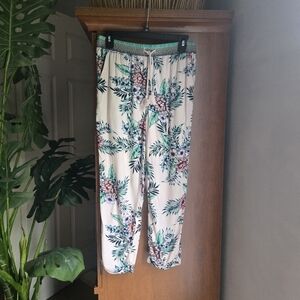 Vintage America Floral Ankle Pants Pink With Floral Pattern